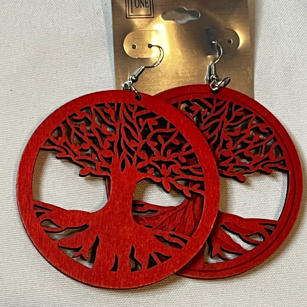 Wooden Tree of Life Earrings